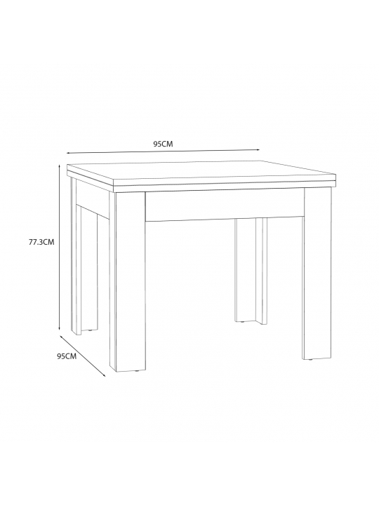 Raztegljiva miza LOTUS 95-190x95x75 cm hrast