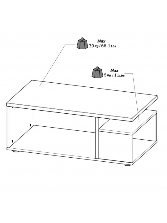 Coffee table ACCESS 466008 white + brown (466008)