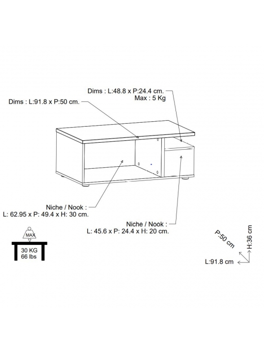 Coffee table ACCESS 466008 white + brown (466008)