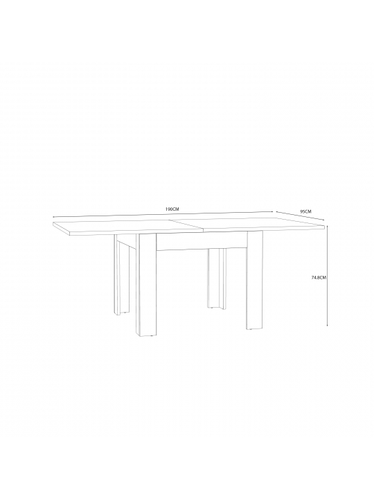 Raztegljiva miza LOTUS 95-190x95x75 cm hrast