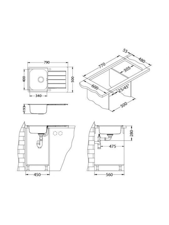 Pomivalno korito Line Maxim 80