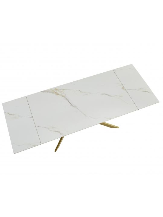 Extension table GOLDIE (160+40+40)x90x76 cm white&gold