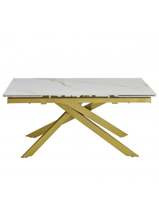 Extension table GOLDIE (160+40+40)x90x76 cm white&gold