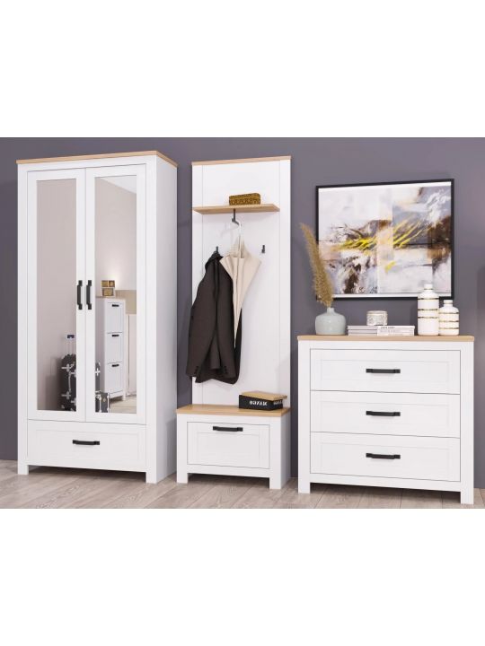Chest TEOLO 1 white + oak (Lanzette G, color nimfea alba / oak craft gold)