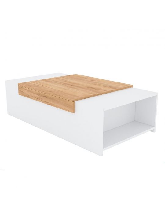 Coffee table GORITA 1 white + oak (2001 Coffee table, color white / oak craft gold)