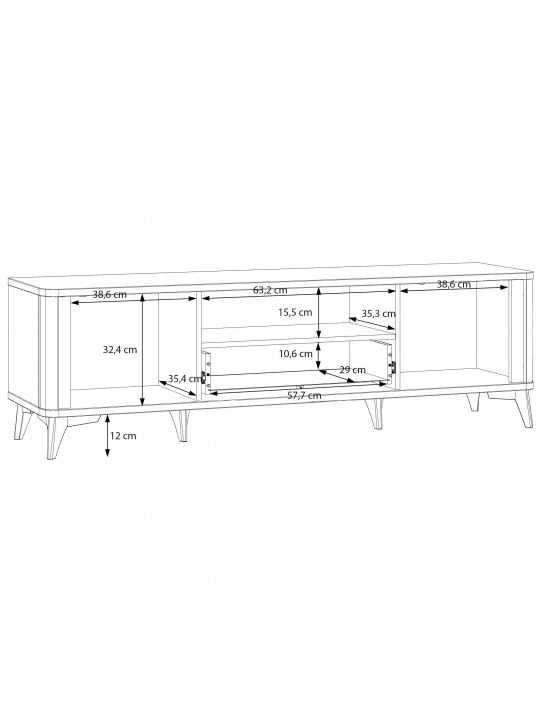 TV Chest FORREST HILLS white+gold FTHT131B-M841