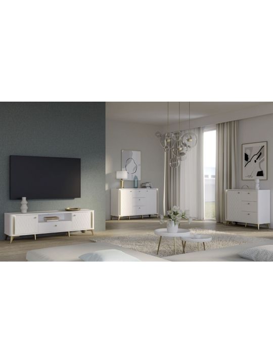 Chest FORREST HILLS white+gold FTHK231B-M841