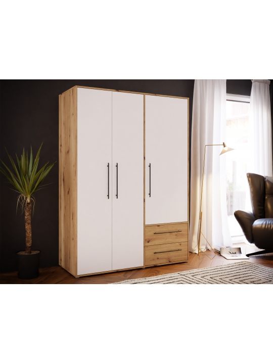 Wardrobe MOKKARIS oak+white MKSS833-C830