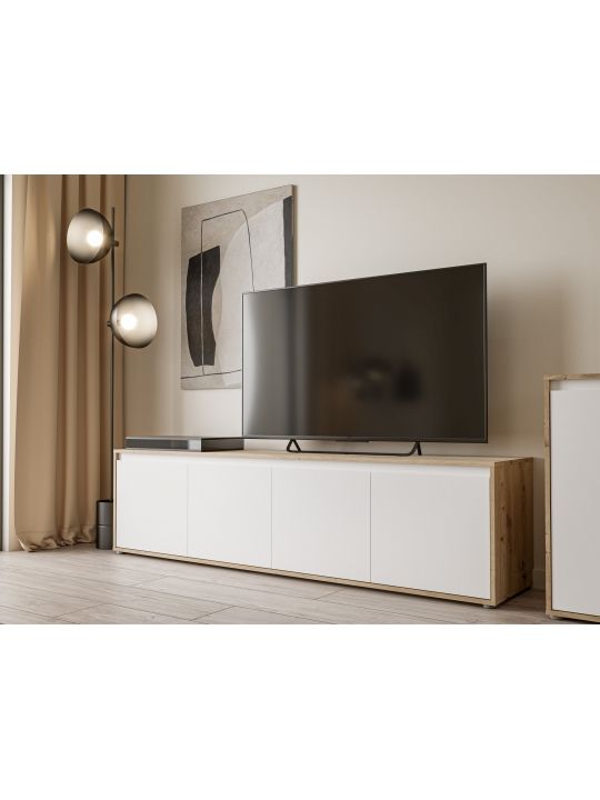 TV komoda SKELPE SXPT142-M961 bela + hrast