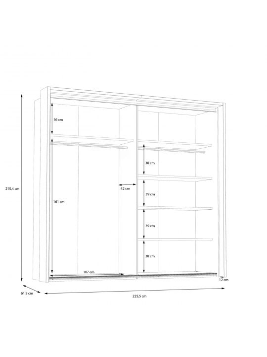 Wardrobe PEMBURY dark oak+grey DLCS92314-M777