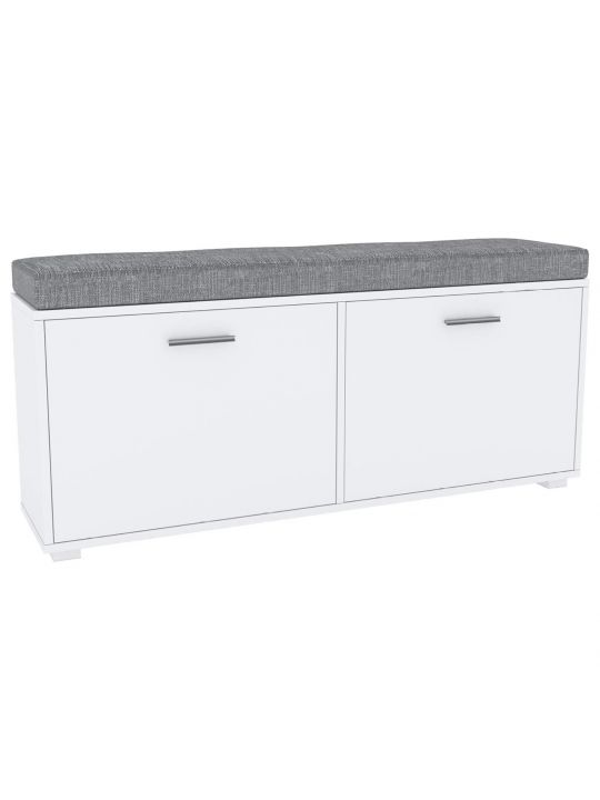 Shoe cabinet PELAGO 120 white + grey  (1200 Shoe Bench, color white/white, with upholstered seat)