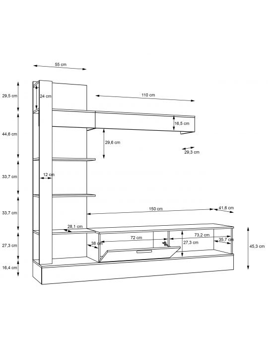 Wall unit GELUZA oak+black GLZM02L-M818 Wall unit GELUZA oak+black GLZM02L-M818