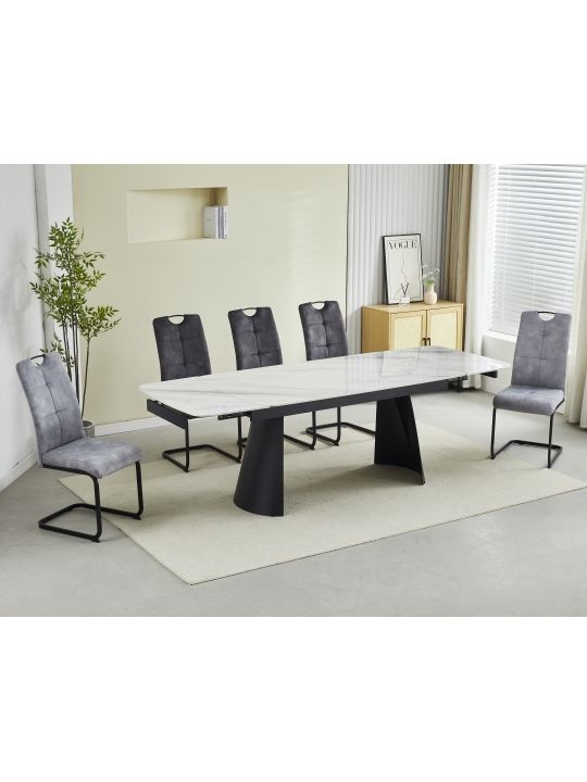 Extension table VENOM (160+40+40)x90x76 cm white & blue