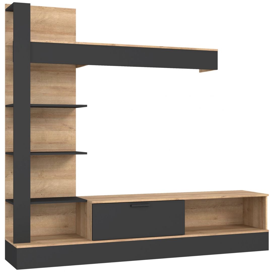 Wall unit GELUZA oak+black GLZM02L-M818