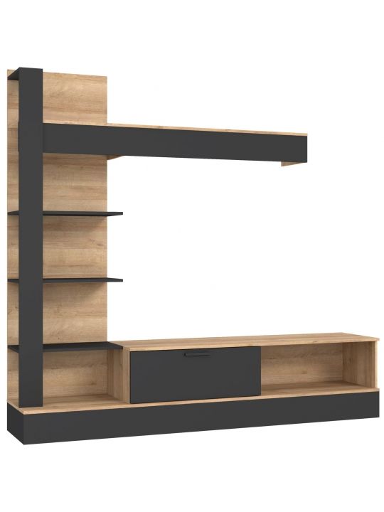 Wall unit GELUZA oak+black GLZM02L-M818