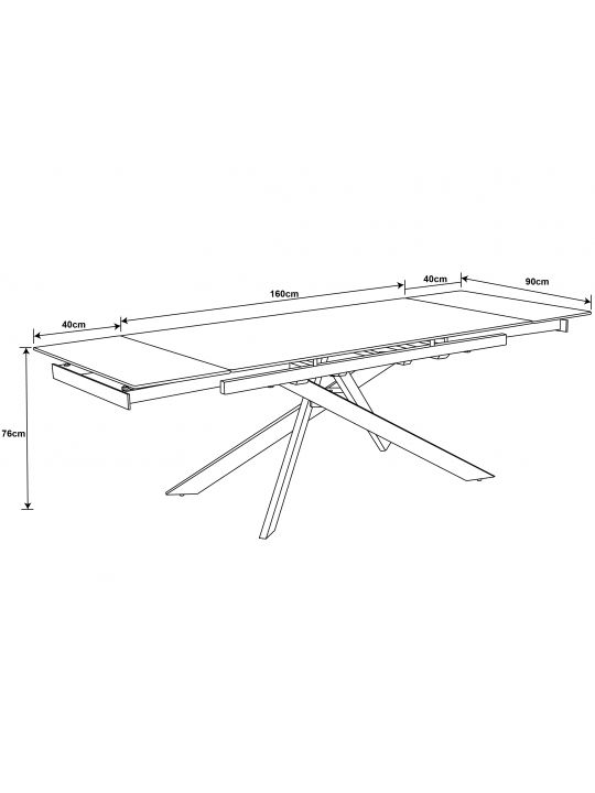 Extension table GOLDIE (160+40+40)x90x76 cm white&gold