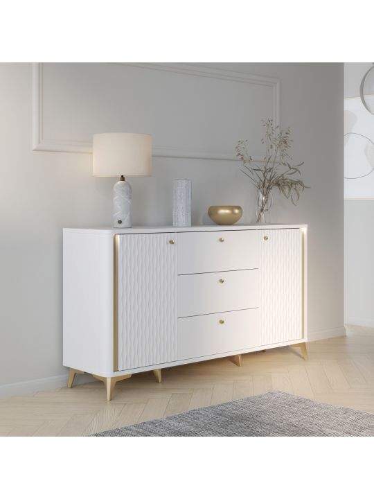 Chest FORREST HILLS white+gold FTHK232B-M841