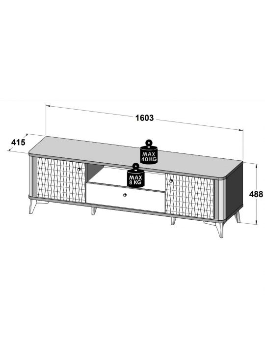 TV Chest FORREST HILLS white+gold FTHT131B-M841