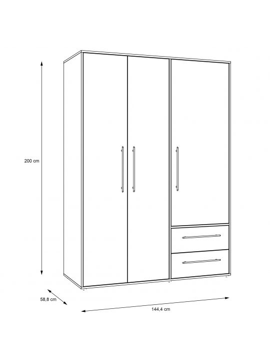 Wardrobe MOKKARIS oak+white MKSS833-C830