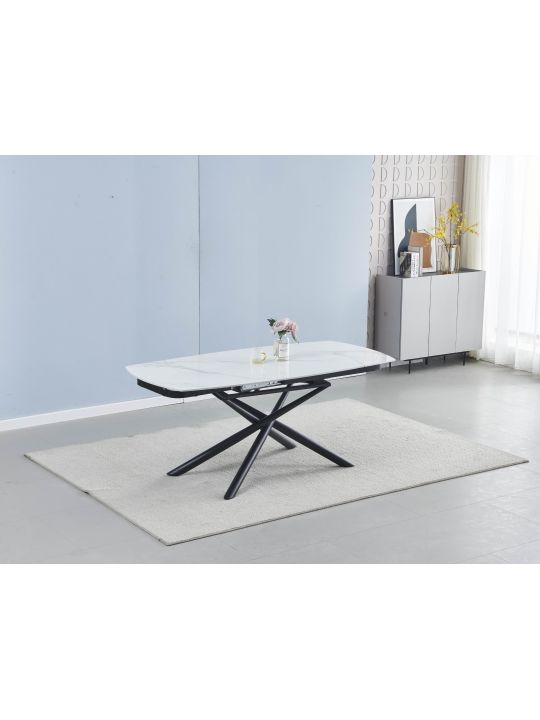 Raztegljiva miza VOLTA (120+30+30)x85x76 belo zlata