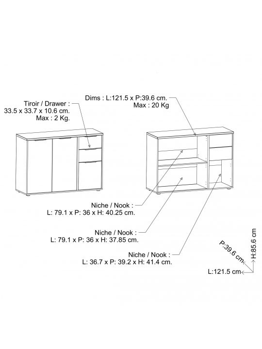 Sideboard ACCESS 347760 white + brown (347760) Sideboard ACCESS 347760 white + brown (347760)