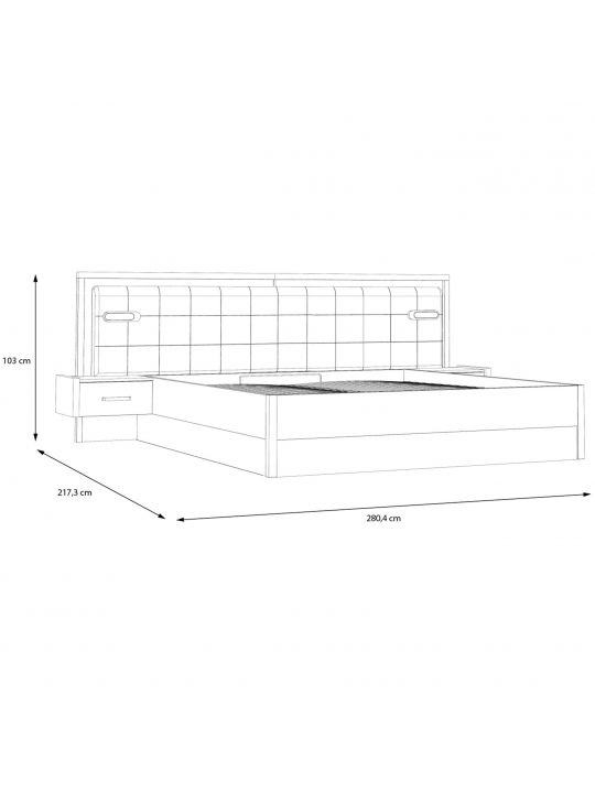Bed PEMBURY 180x200 dark oak+grey DLCL5182B-M778