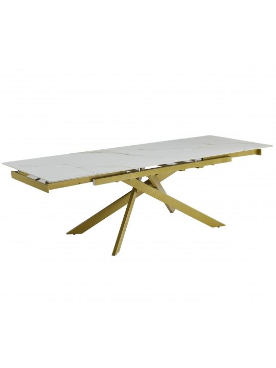 Extension table GOLDIE (160+40+40)x90x76 cm white&gold