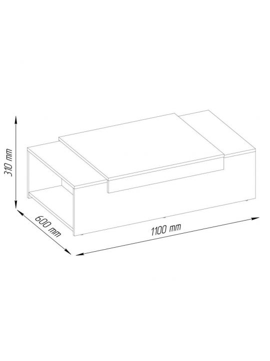 Coffee table GORITA 2 grey + oak (2002 Coffee table, color oak craft gold / graphite)