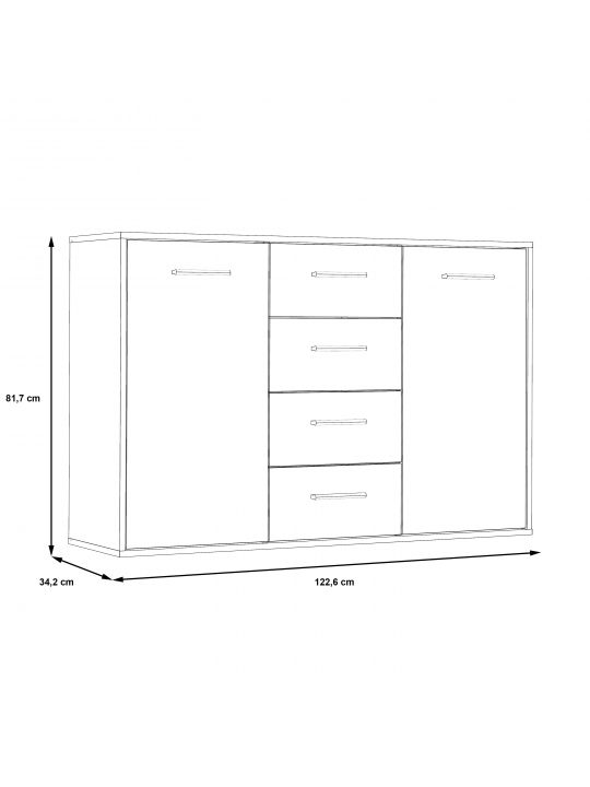 Komoda ANTUZA NTU231-M712 hrast + siva Komoda ANTUZA NTU231-M712 hrast + siva