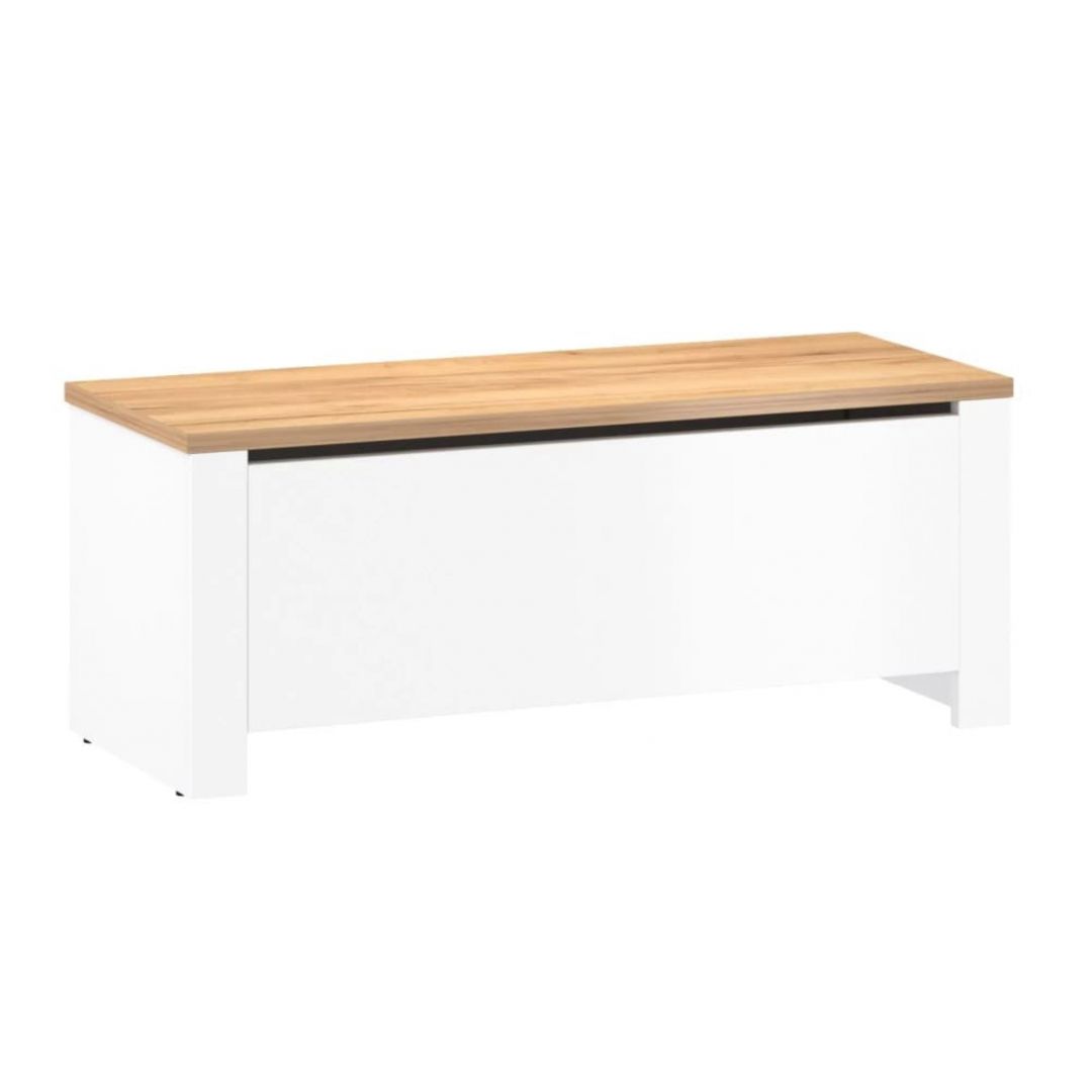 Bench RONCO 1 white + oak (Lanzette dG, color nimfea alba / oak craft gold)