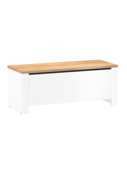 Bench RONCO 1 white + oak (Lanzette dG, color nimfea alba / oak craft gold)