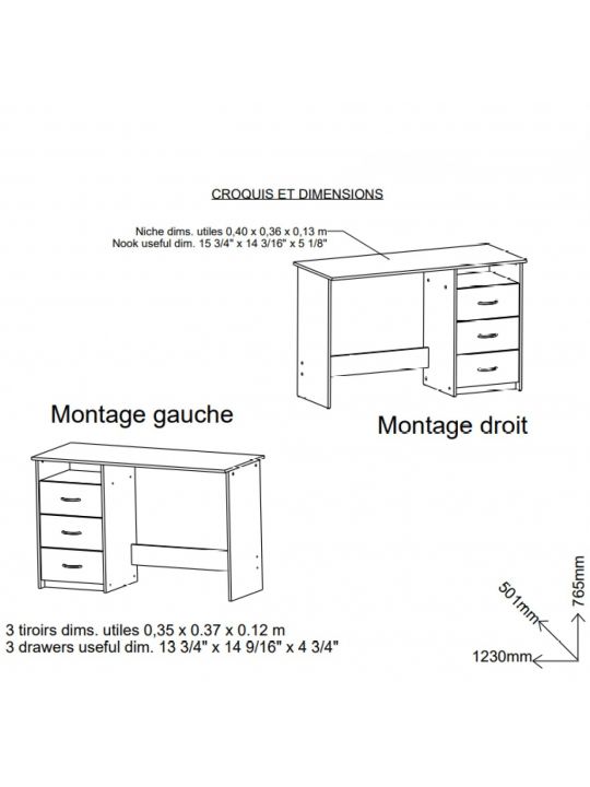 Office desk ARISTOTE oak-white 101000 (101000)