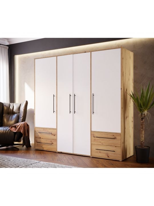 Wardrobe MOKKARIS oak+white MKSS846-C830