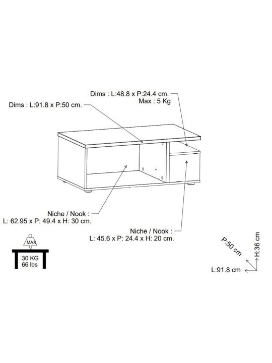 Coffee table ACCESS 466008 white + brown (466008)