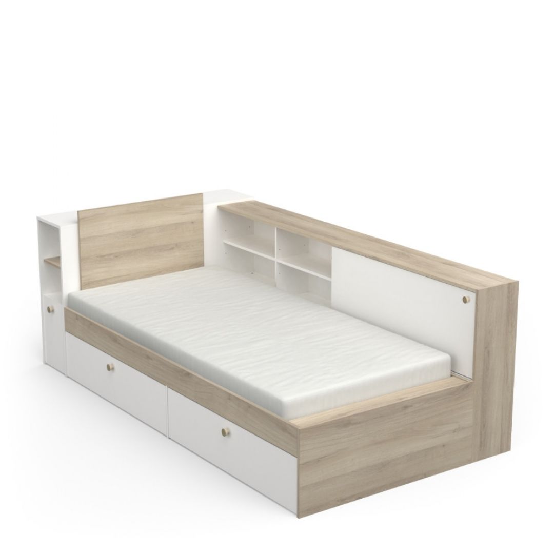 Postelja LIFE 385304 (90x200, Obrnljiva, kronberÅ¡ki hrast + bela)