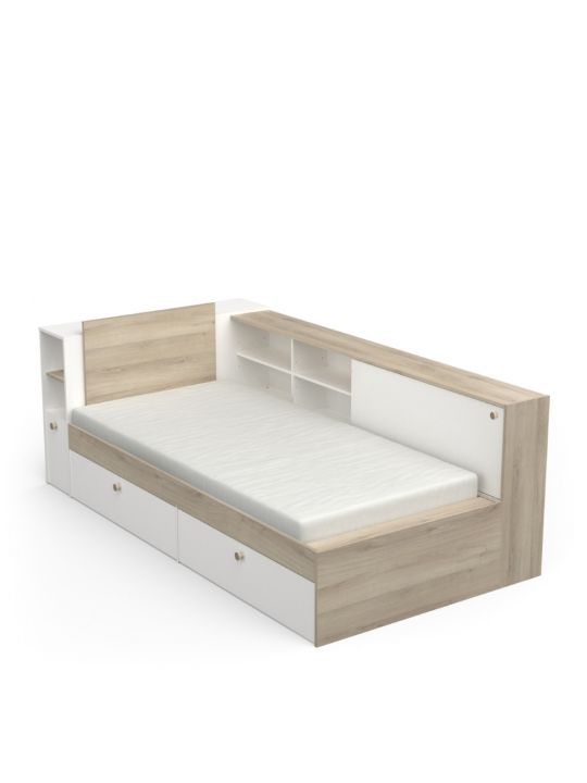 Postelja LIFE 385304 (90x200, Obrnljiva, kronberÅ¡ki hrast + bela)