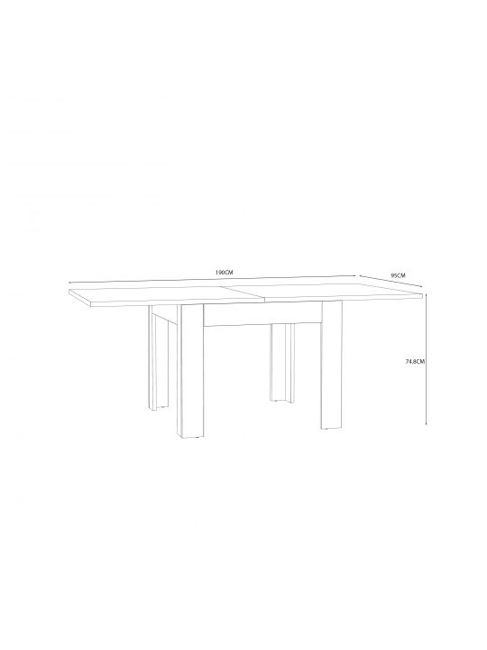 Raztegljiva miza LOTUS 95-190x95x75 cm hrast