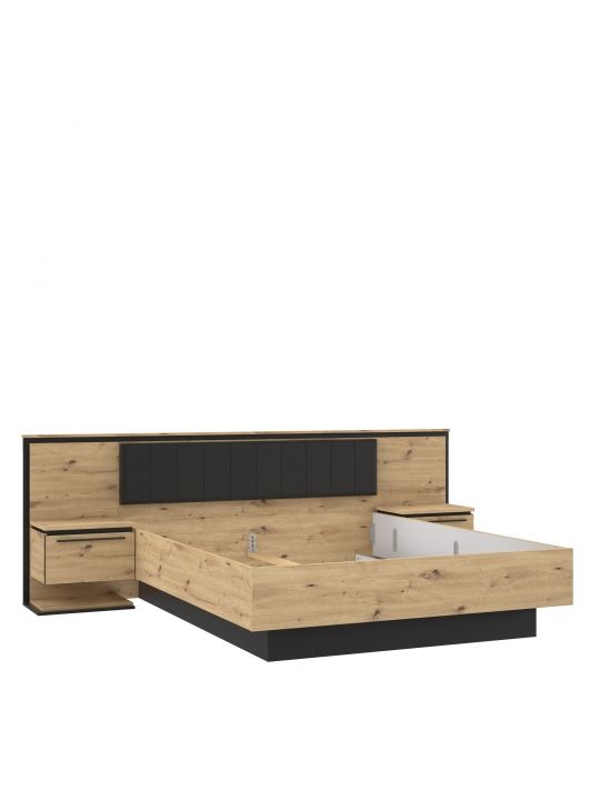 Bed IZO 160x200 oak+black IZXL1162-M361