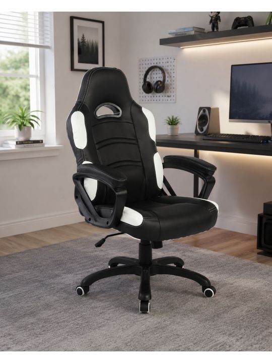 Office chair MAVIS II black + white PU Office chair MAVIS II black + white PU