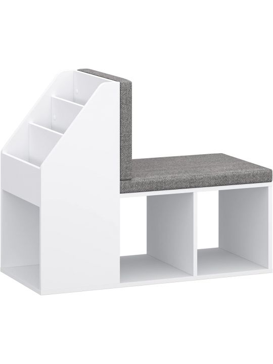 Bench ABADIA white + grey (Bing children's bedside table, color white/white, with upholstered seat)
