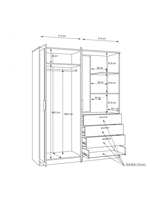 Garderobna omara DEWANIA DWXS731L-120 bela