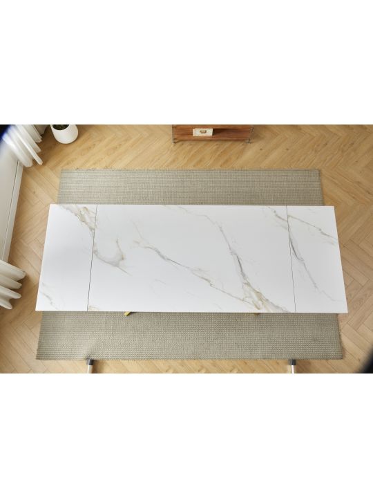 Extension table GOLDIE (160+40+40)x90x76 cm white&gold