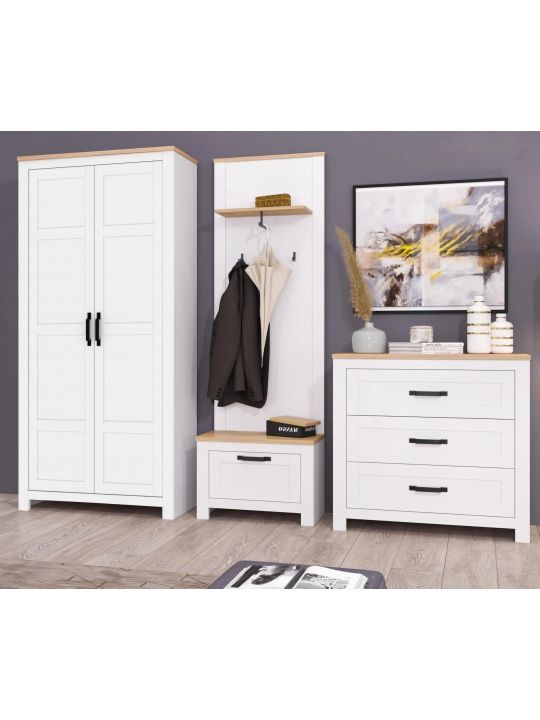 Chest TEOLO 1 white + oak (Lanzette G, color nimfea alba / oak craft gold)