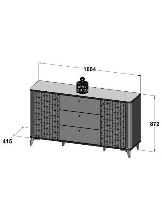 Chest FORREST HILLS white+gold FTHK232B-M841