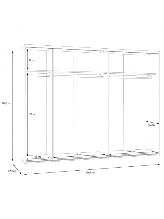 Wardrobe KASURA - frame oak+grey LUXZ01-D78