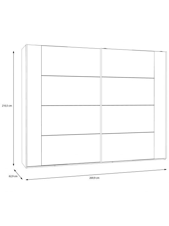 Wardrobe KASURA - frame oak+grey LUXZ01-D78