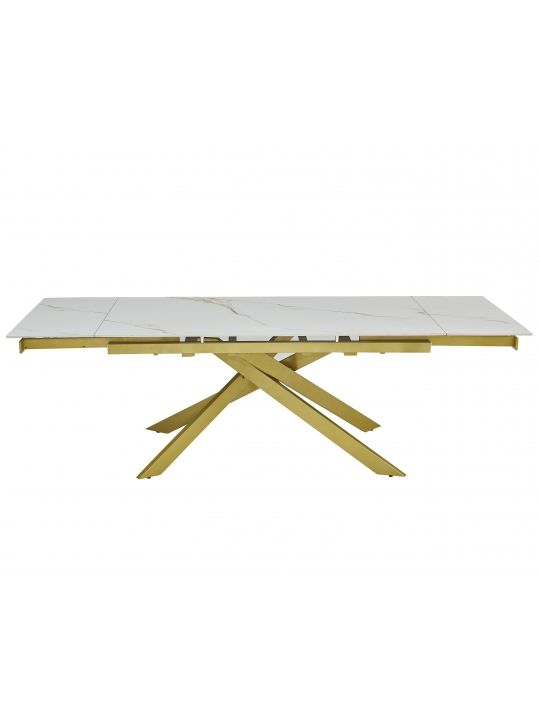 Extension table GOLDIE (160+40+40)x90x76 cm white&gold
