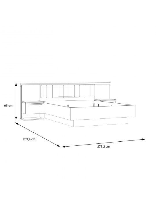 Bed IZO 160x200 oak+black IZXL1162-M361
