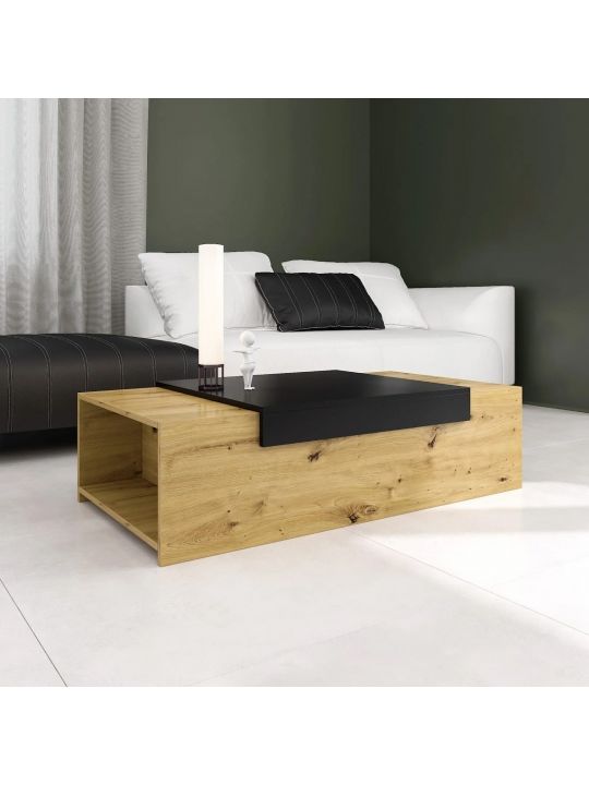 Coffee table GORITA 2 oak + black (2002 Coffee table, color black / oak artisan)