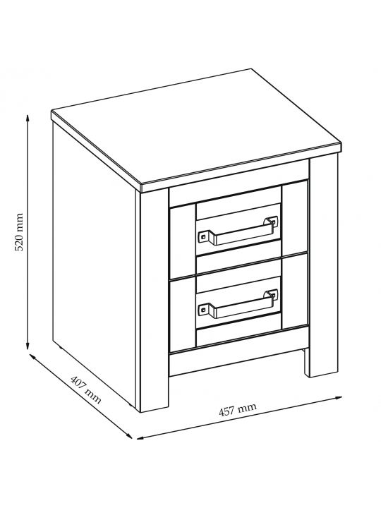 Nightstand RONCO 3 white + oak (Lanzette dX, color nimfea alba / oak craft gold)